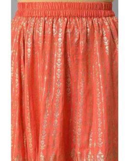 Foil Printed Flared Skirt