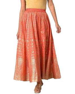 Foil Printed Flared Skirt